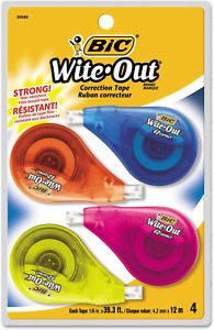 BIC WOTAPP418 Wite-Out EZ Correct Correction Tape, Non-Refillable, 1/6-Inch X 40