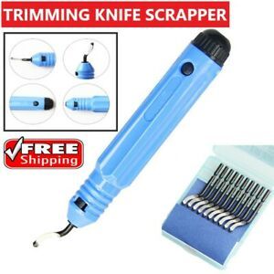 Trimming Knife Scraper Burr Handle Tool ABS Neaten Deburring Head Cutter Set