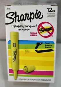 Sharpie Highlighters Tank Chisel Tip Flurescent Yellow Pens, 12 Count