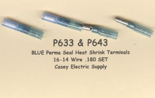 100 Pair Blue PERMA SEAL Heat Shrink Bullet Snap Plug Connector #16-14 AWG MOLEX