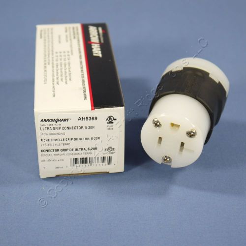 Cooper ultra grip industrial straight blade connector plug nema 5-20r 20a ah5369 for sale