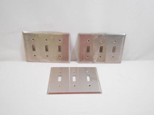 Lot of 3 3-Gang Toggle Switch Cover Wallplates (Stainless Steel) 6.25 x 4.5 in
