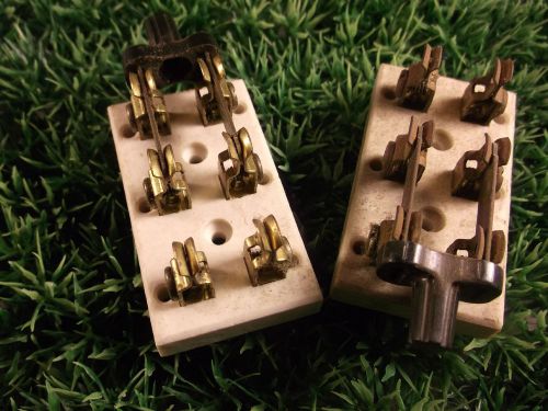 set of 2 KNIFE SWITCHES with porcelain base DPDT