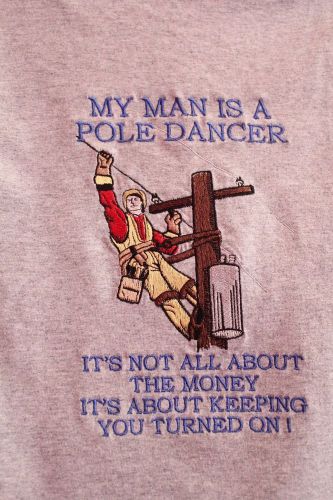 MY MAN&#039;S A POLE DANCER Embroidered T-Shirt long sleeve -cotton- anysize