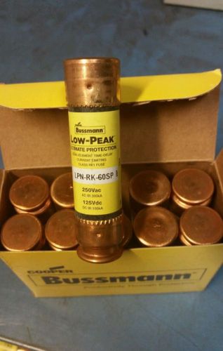 Bussmann lpn-rk-60sp low peak fuses 60a  box of 10  nib for sale