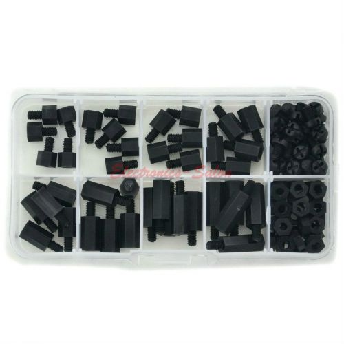 M4 Nylon Black Hex M-F Spacers/ Screws/ Nuts Assorted Kit, Standoff