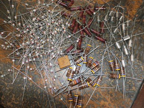 capacitors resistors lot of 9.5 ounces antique  resistors