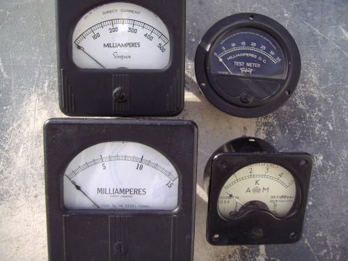 FOUR  VINTAGE DC Milliamperes Panel Meters