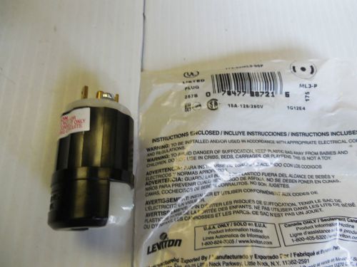 New leviton power plug 175-00ml3-00p 175mml300p ml3-00p 15a 15 a amp 125/250v for sale
