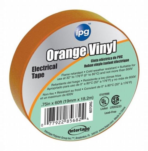 Intertape 85834 .75 in. x 60 ft. vinyl electrical tape, orange 100 pack for sale