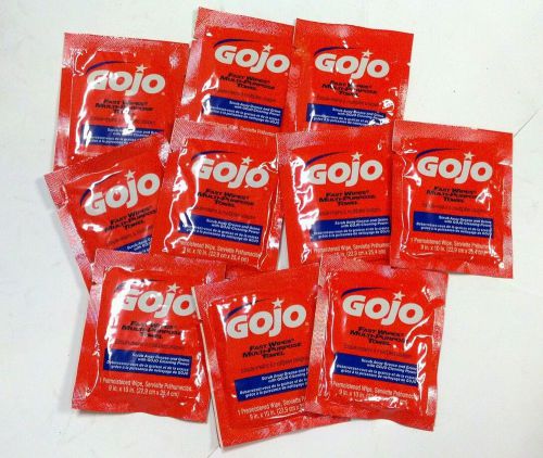 Gojo 6280-80 fast wipes hand cleaning towels lot of 10 individual packets citrus for sale