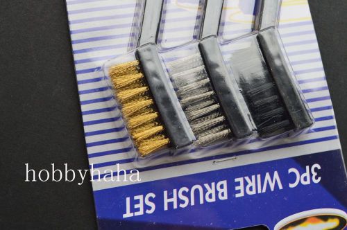 2sets New Mini Wire Brush Plastic Handle Brass Nylon Stainless Steel Bristle
