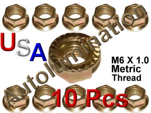 Zinc plated flange 10mm serrated hex nut m6 x1.0 metric thread car body hardware for sale