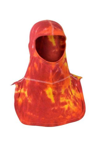 Flame, pac ii majestic firefighter nomex blend flash hood, tie dyed red/orange for sale