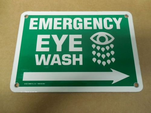 New emed co. aluminum emergency eye wash sign 7&#034;x 10&#034; for sale