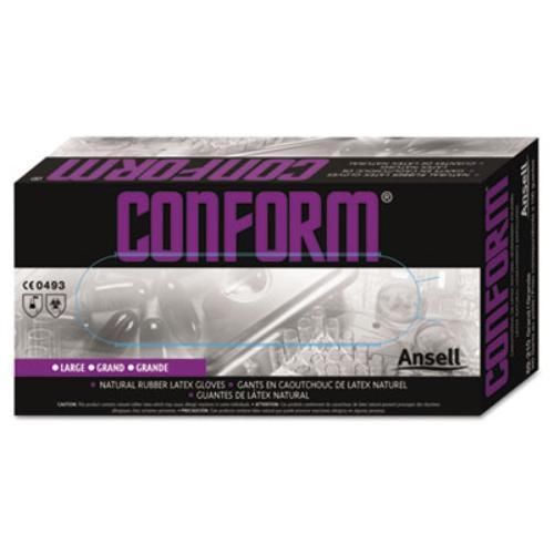 Ansell 69210L Conform Natural Rubber Latex Gloves, 5 Mil, Large, 100/box