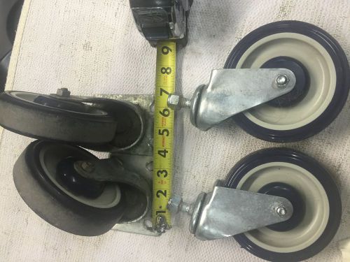 4 -5&#034; swivel caster wheels rubber base poly 2-top plate 2-1/2&#034; stud heavy duty for sale