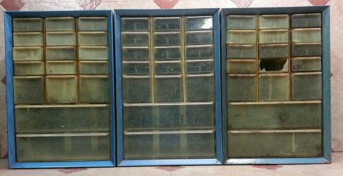 Vintage Akro-Mils Parts Storage Organizer Cabinet 17 Drawer Metal Blue lot of 3