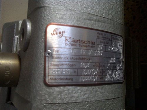 Rietschle tlv 15 oil-less vacuum pump used for sale