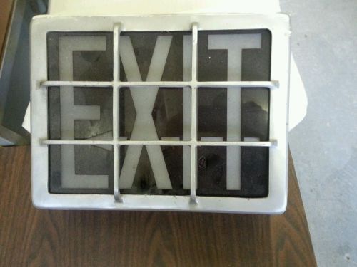 Gruber lighting co. vintage illuminating aluminum &#034;exit&#034; sign w/ grill from 1958 for sale
