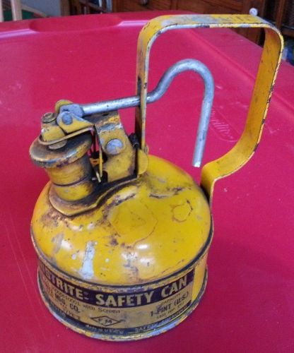 Vintage justrite 1 pint 10001 type i safety can, yellow for sale