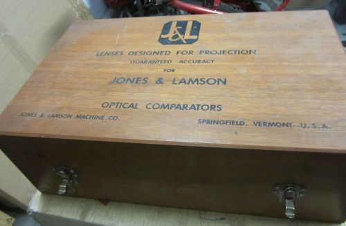 Lot of 2 Jones &amp; Lamson 20X &amp; 10X Optical Comparator Lenses in wood box
