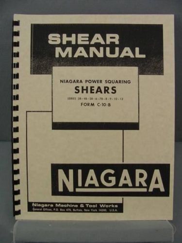 Niagara 3b 4b 5b 6 7b 8 9 10 12 squaring shears instruction &amp; parts manual for sale