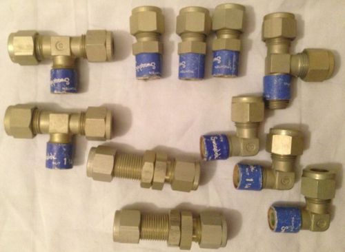 (11) swagelok aluminum 3/8&#034; compression tube x 1/4&#034; taper pipe thread -lot of 11 for sale
