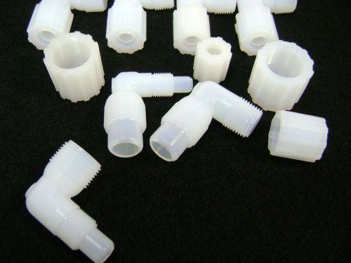 3290  Lot of 11 Galtek (Entegris) Elbow Connector Reducers (3/4-1/2; 3/4-3/8)