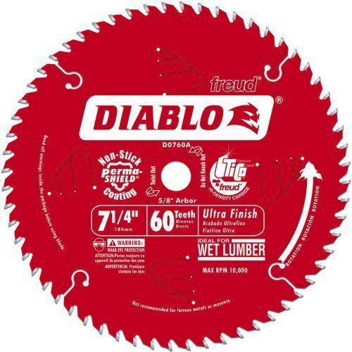 Freud D0760A 7-1/4-Inch 60T Diablo Ultra Finish Work Table Saw Blade