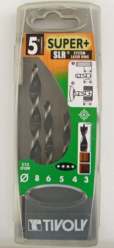 5x Tivoly Super+ SLR Brad Point Wood Drill Bits Hard Soft All Wood 3/4/5/6/8mm