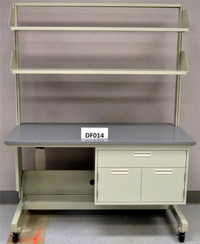 5&#039; fisher hamilton laboratory mobile cart w/ shelves, a cabinet and epoxy(df014) for sale