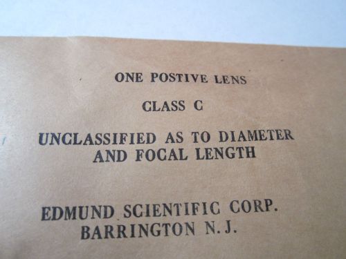 OPTICAL LENS unclassified ??mm Diameter Focal Length ??mm LASER OPTICS BIN#1B