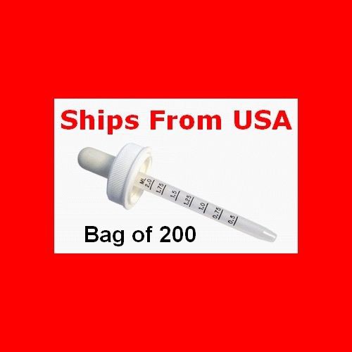 Plastic 2ml Graduated Dropper Sealed Individually Wrapped, 1 Bag of 200 Droppers