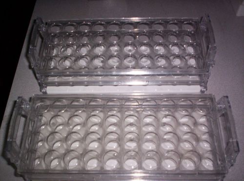 2 new nalgene polycarbonate racks,40 places, for 16-20mm tubes for sale
