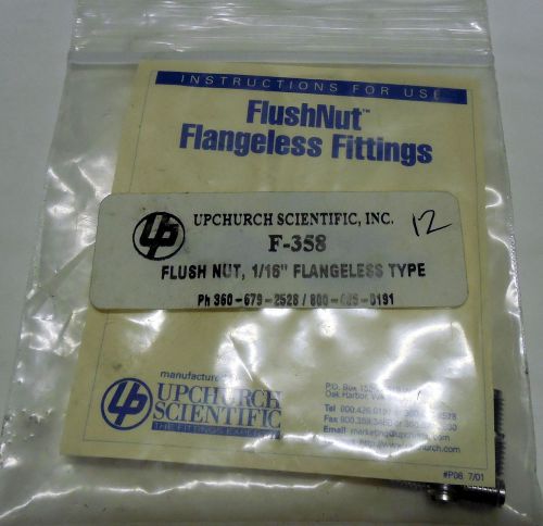 NOS PACK OF 7 UPCHURCH SCIENTIFIC F-358 FLUSH NUT 1/16&#034; FLANGLESS TYPE