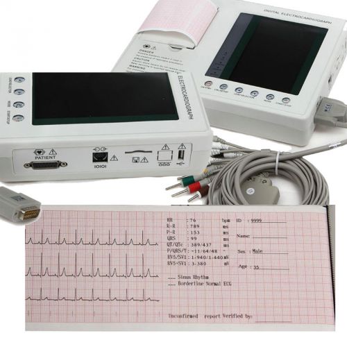 Color lcd portable digital 3-channel 12-lead electrocardiograph ecg machine ekg for sale