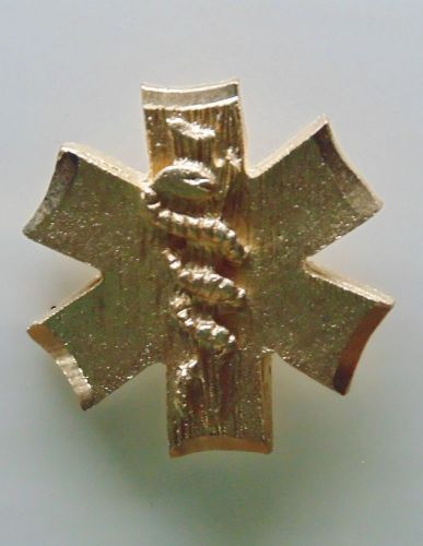 Star of Life Pin, goldtone, new on manufacturer&#039;s display card