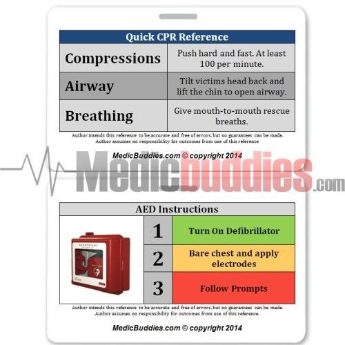 CPR AED Badge ID Pocket Guide RN Nusre EMT Paramedic Teachers EMS Students