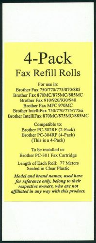 4-pack of New Fax Refills for your Brother MFC 885MC 925 970 970MC Fax Cartridge