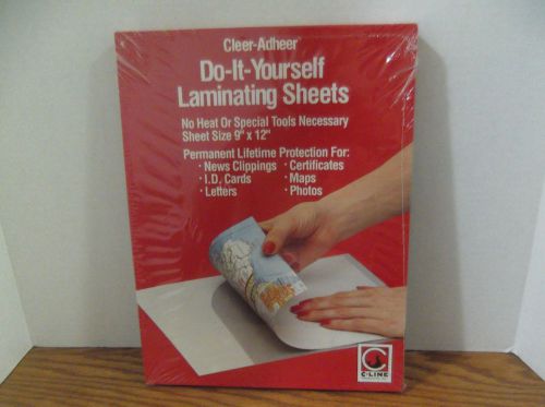 50 LAMINATING SHEETS C-LINE CLEER-ADHEER DO-IT-YOURSELF 9&#034; X 12&#034; FACTORY SEALED
