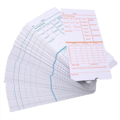 1000 Weekly Thermal Time card For Employee Attendance Recorder Time Clock Cards