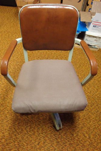 Vintage Industrial &#034;Invincible&#034; Brown Leather/Material Executive Office Chair