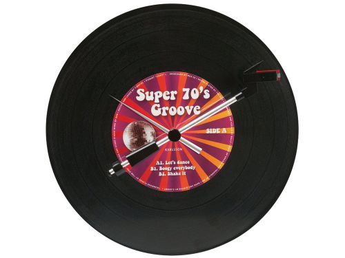 Karlsson Groovy 70&#039;s Spinning Record Wall Clock, 12&#034; Diameter