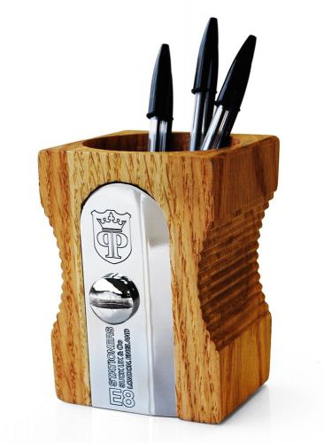 Oversized Sharpener Tidy Desk Pen &amp; Pencil Holder Office Decor Wooden Neat New