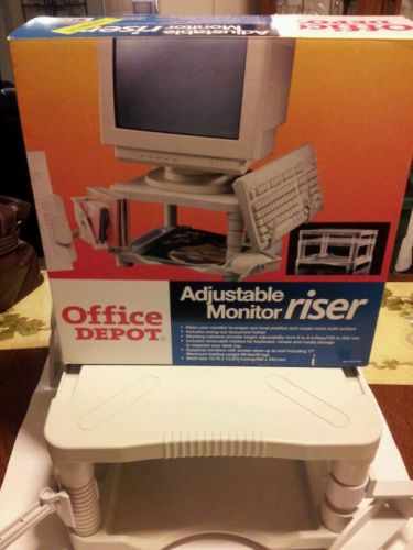 Office Depot Adjustable Monitor Riser with Mouse holder, keyboard, CD, Copy Clip