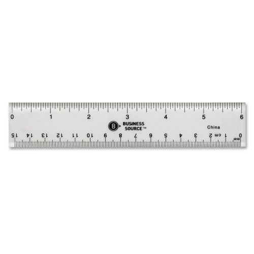 Business source ruler - 6&#034;l - 1/16 graduations- acrylic- 1 ea - clear- bsn32358 for sale