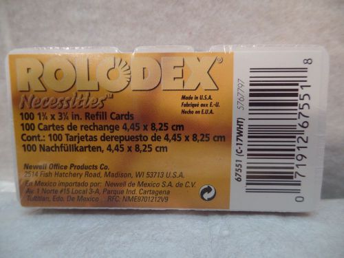 Rolodex Refills 1-3/4&#034;x 3-1/4&#034; Mini Rotary Card File 100 CARDS C-17WHT 5767797