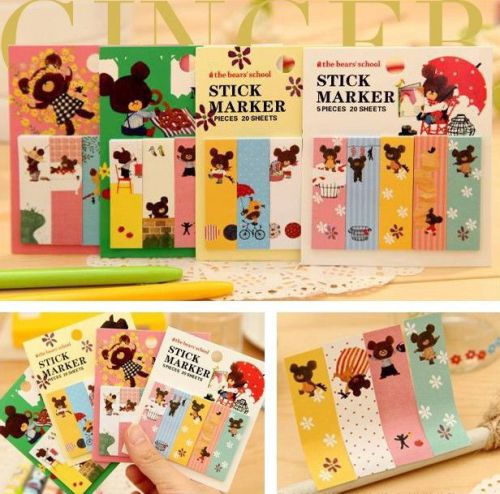 Cute Jack Bear Sticker Post It Bookmark Marker Memo Flags Pads Tab Sticky Notes