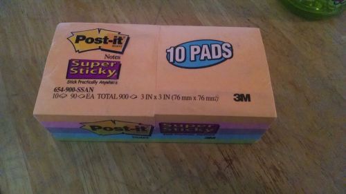 Post-it super sticky 3&#034; x 3&#034; print notes, 10 pads/pack 654-900-ssan for sale